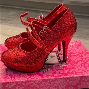 COPY - Red glitter platform heels